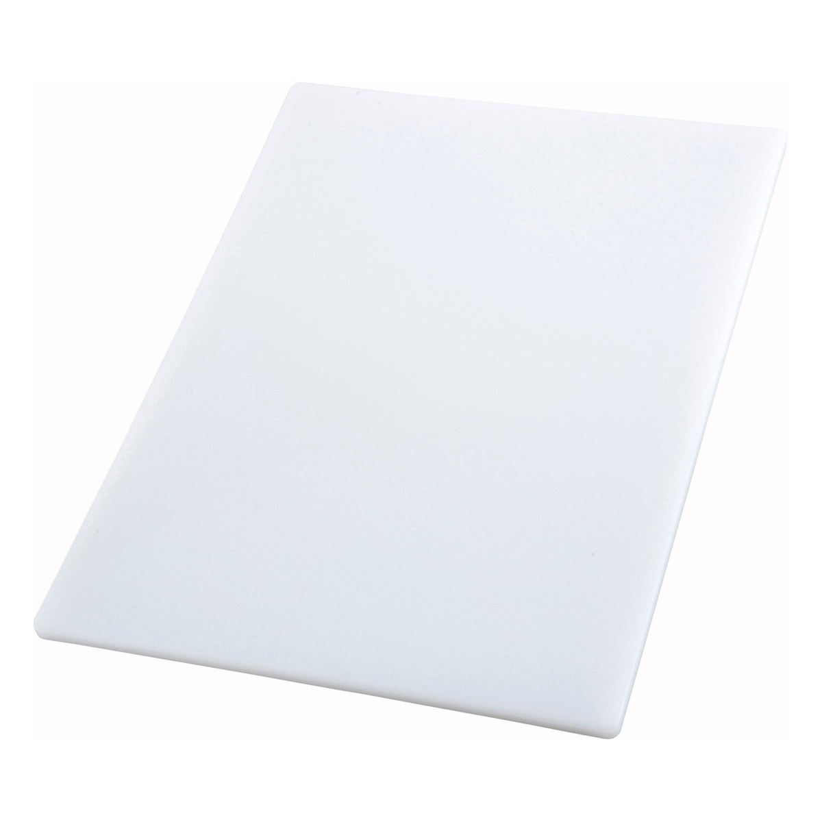 Winco CBWT-1520 white rectangular polyethylene cutting board, 15 x 20 inches, angled view