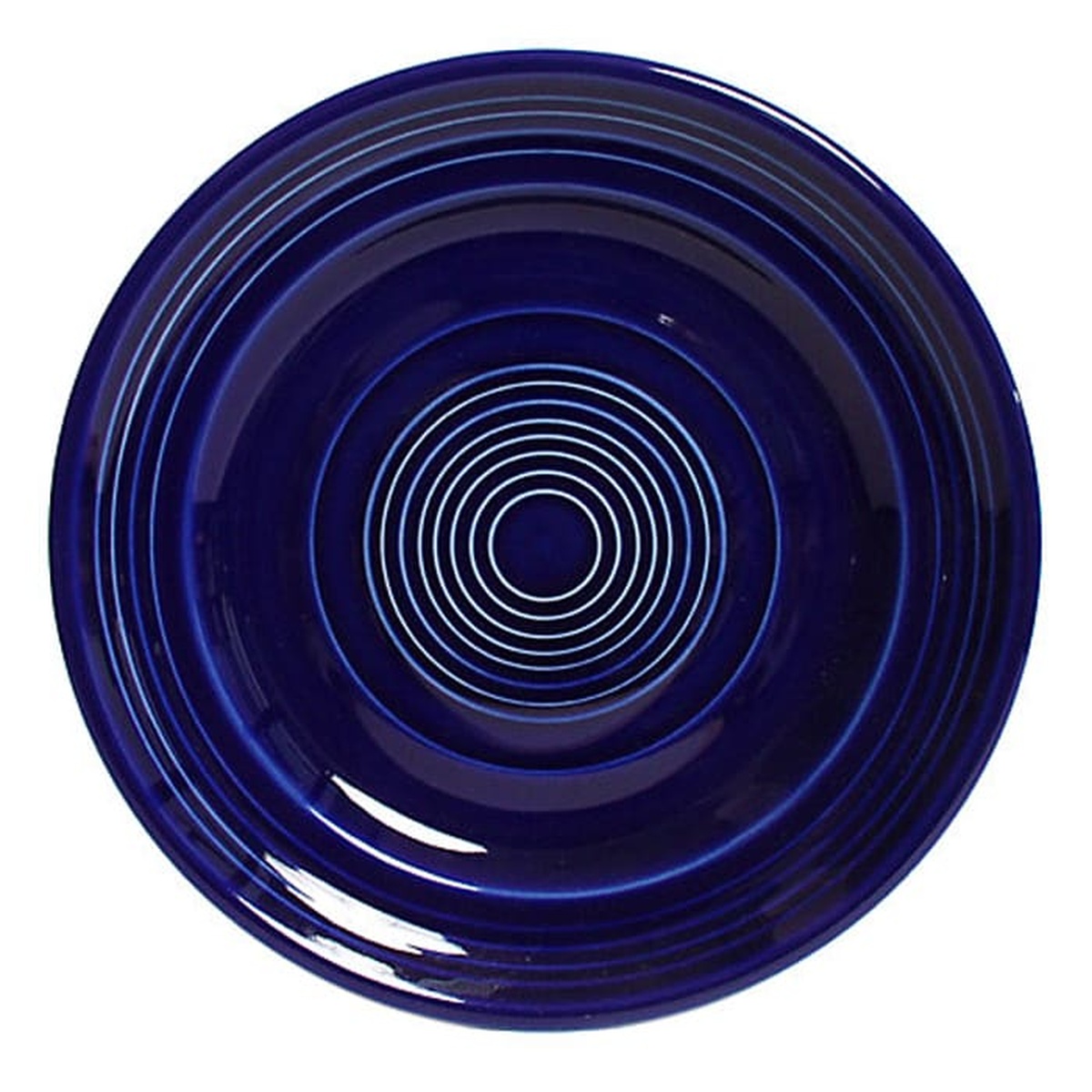 Tuxton Concentrix CCA-090 9-inch cobalt blue round china plate with concentric ridge pattern, top-down view