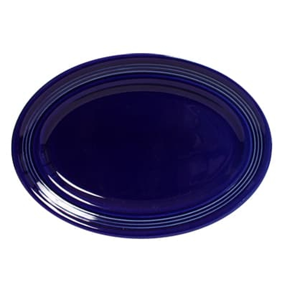 Tuxton CCH-116 Concentrix Cobalt oval china platter with wide rim, 11.5 x 8.38 inches