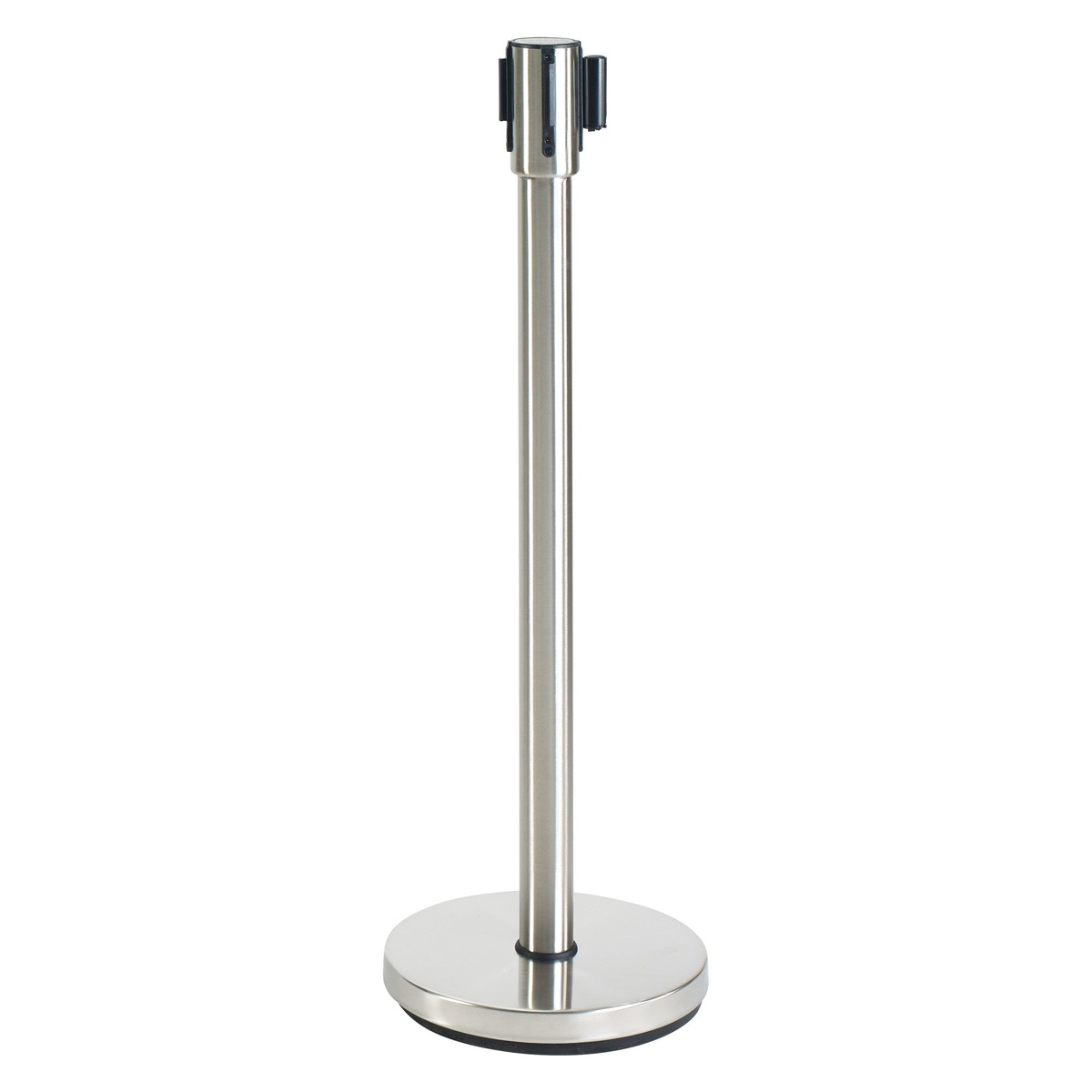 Winco CGS-38S single stainless steel stanchion post with retractable belt housing and weighted round base