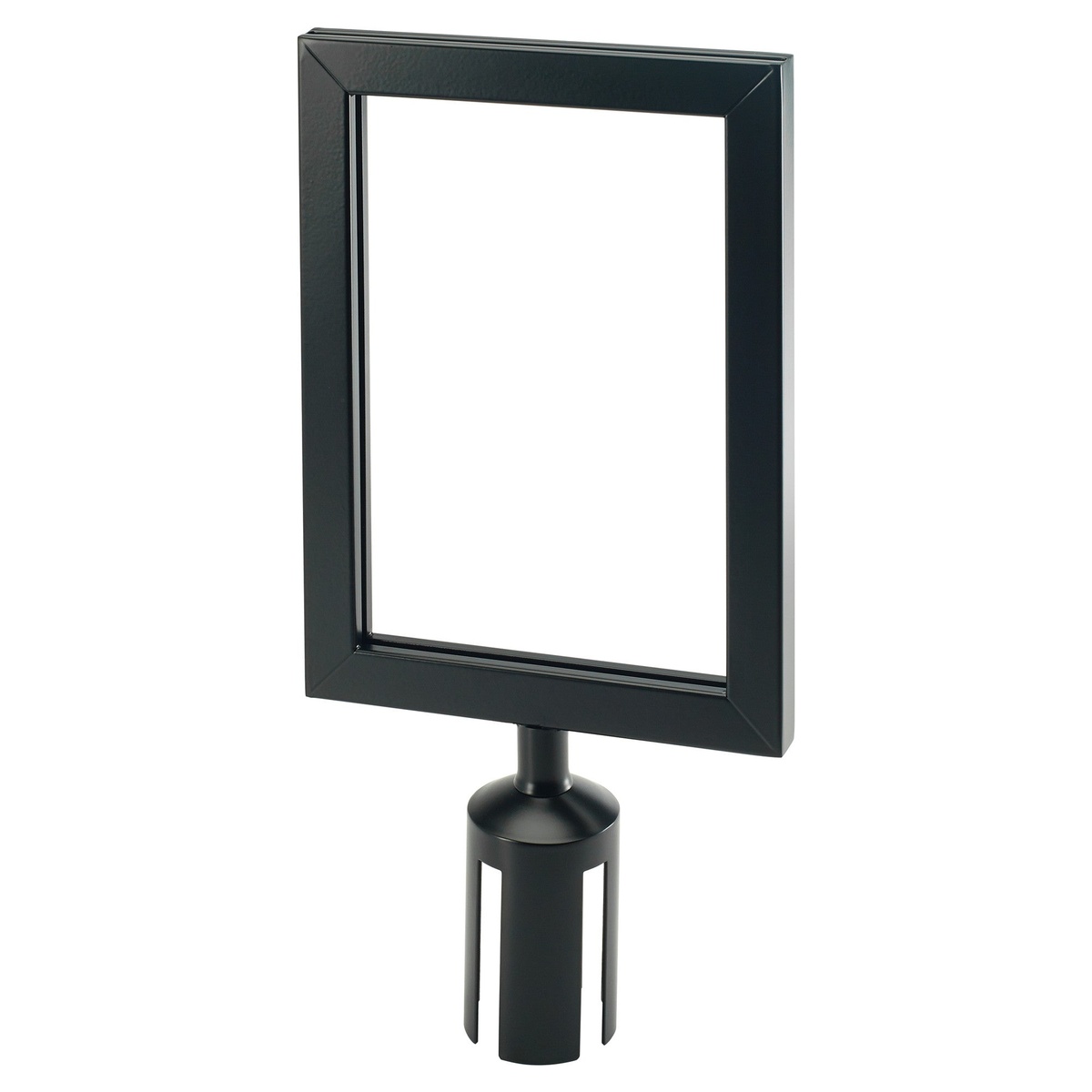 Winco CGSF-12K black stanchion top sign frame with mounting adapter, shown without sign insert