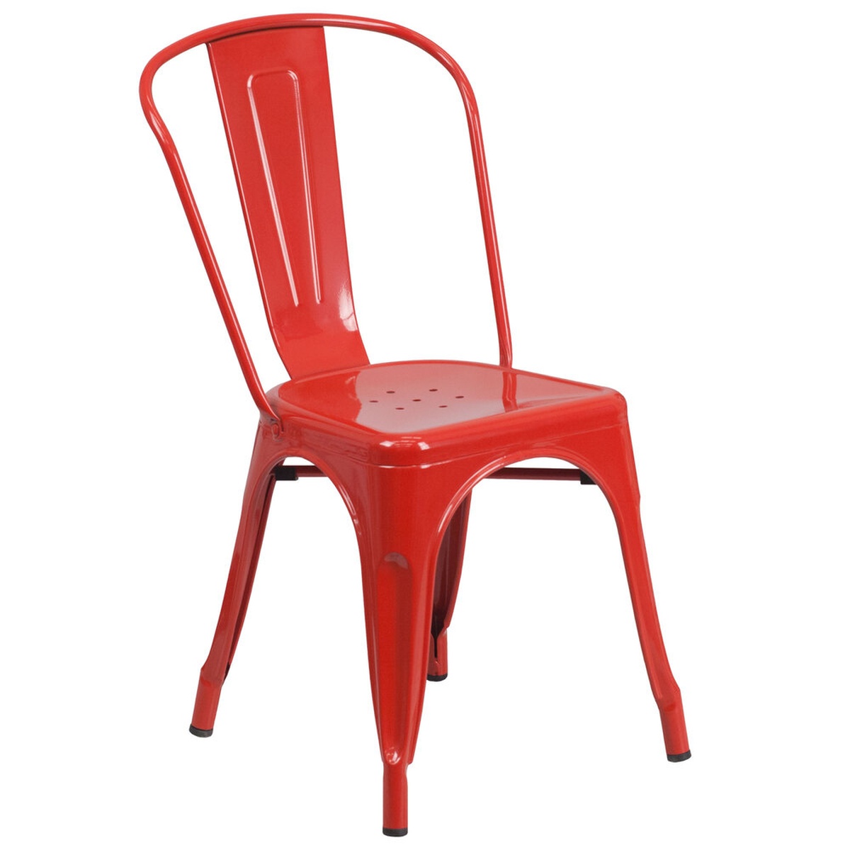 Flash Furniture CH-31230-RED-GG red stackable galvanized steel chair with vertical slat back and drain hole seat