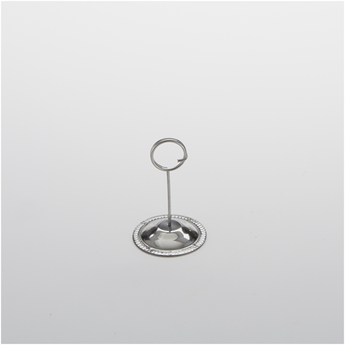 American Metalcraft CH4 stainless steel table card holder with wire loop and weighted round base