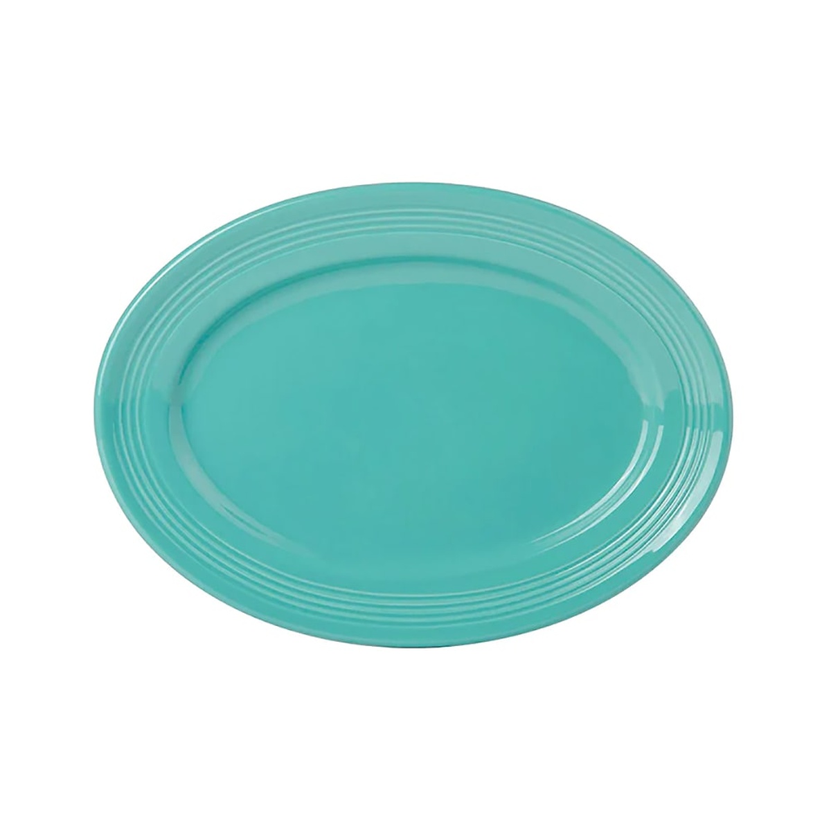 Tuxton CIH-116 Concentrix Island Blue oval platter with wide concentric rim detailing