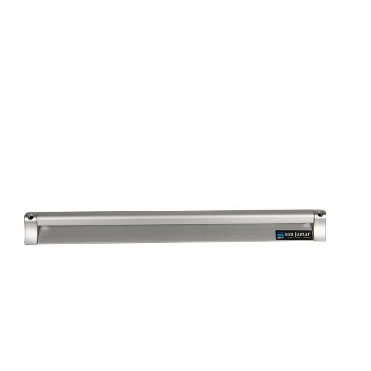 San Jamar CK6518A 18-inch silver anodized aluminum slide check rack, side profile view