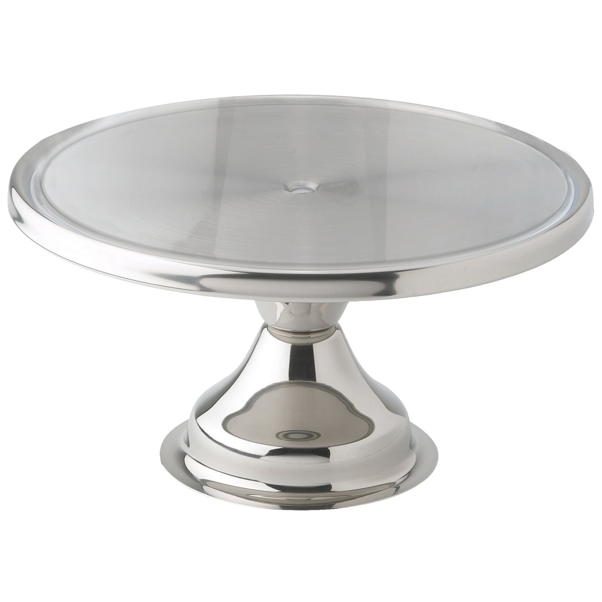 Winco CKS-13 stainless steel cake stand with mirror finish, no cover