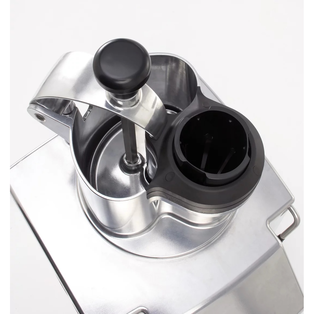 Top view showing dual feed openings and pusher mechanism