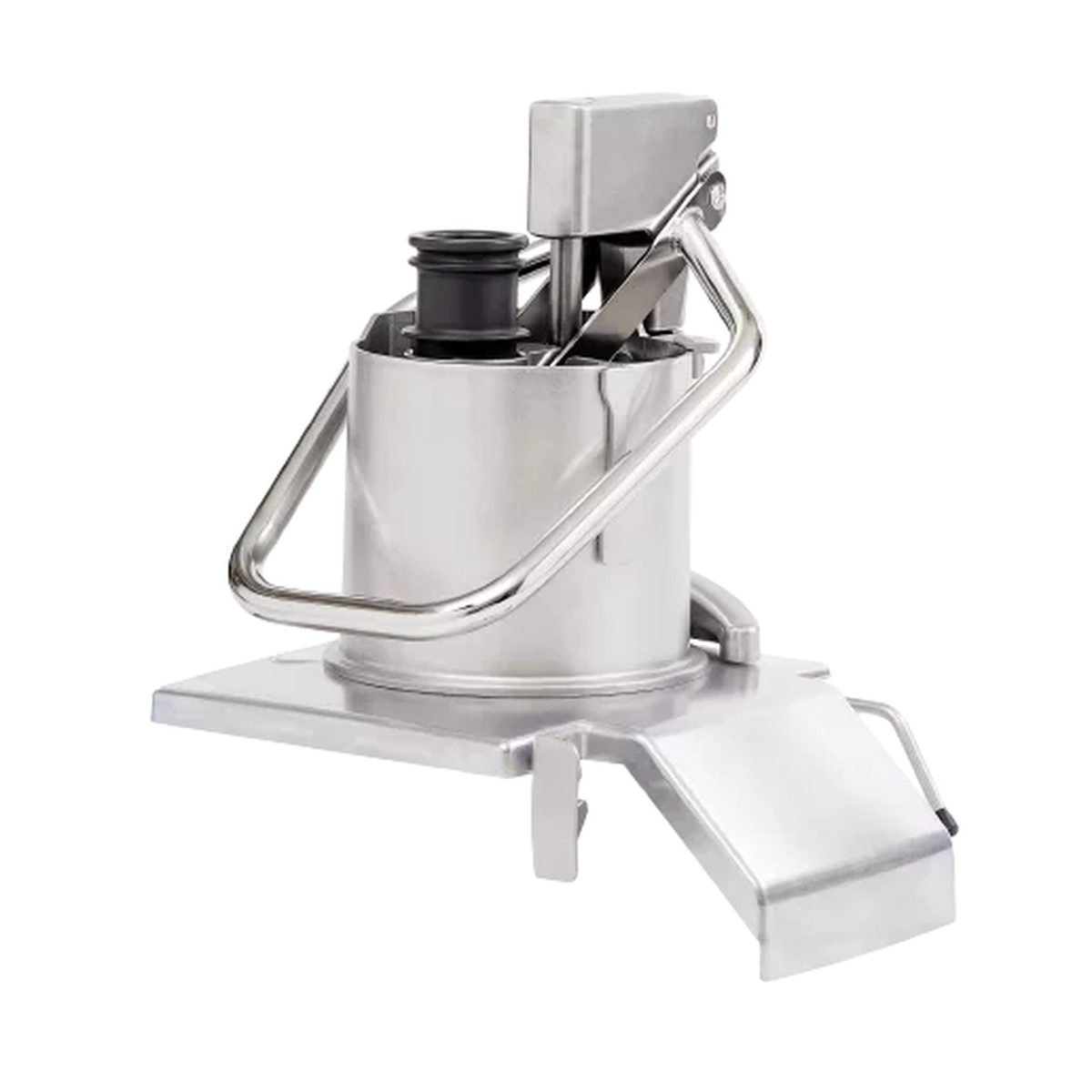 Robot Coupe pusher head assembly with discharge chute and feed mechanism