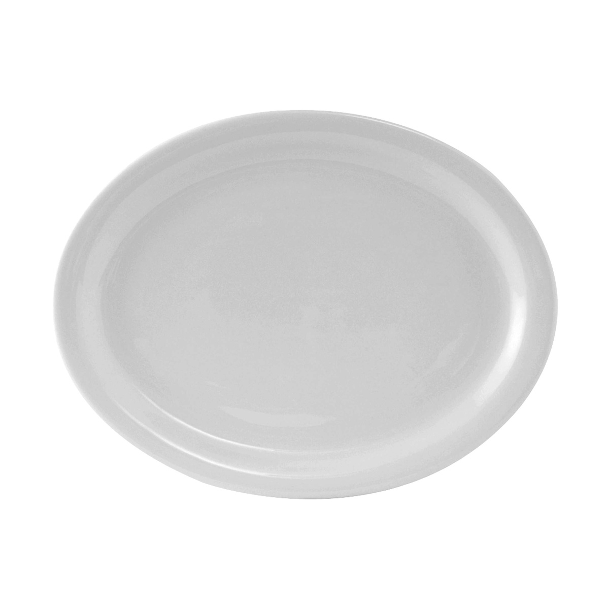 Tuxton Colorado CLH-132 porcelain white oval platter, 13-1/8 x 10-1/8 inch, narrow rim