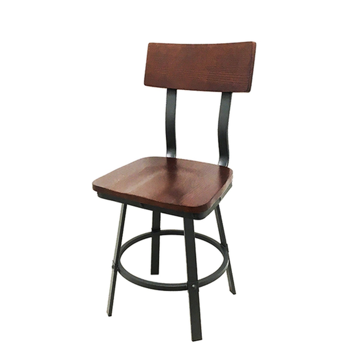 Oak Street CM-6058 Outlander Walnut Dining Chair with graphite metal frame, solid beech seat and back, and circular footring