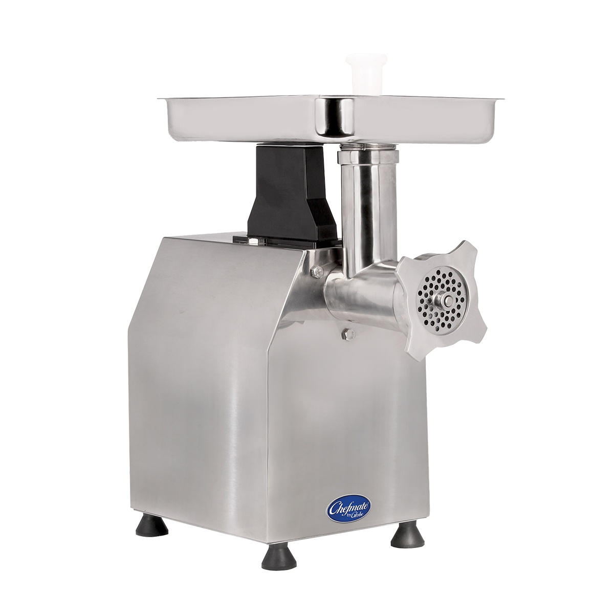 Globe CM12 Chefmate meat chopper with stainless steel tray and grinding head