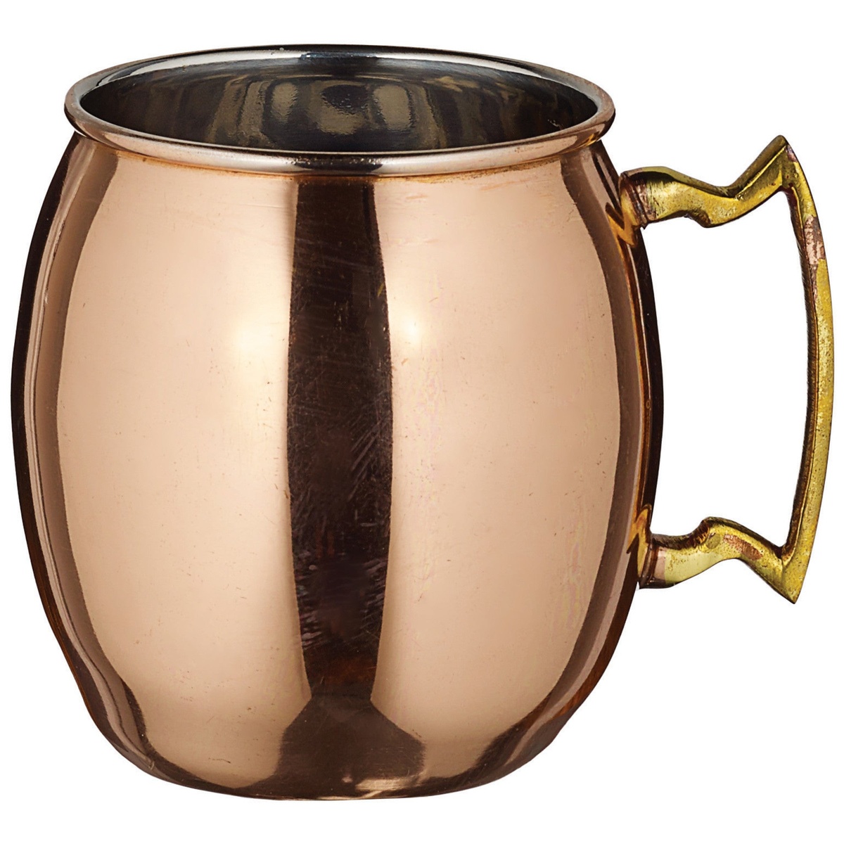 Winco CMM-20 20 oz smooth copper-plated Moscow Mule mug with brass handle