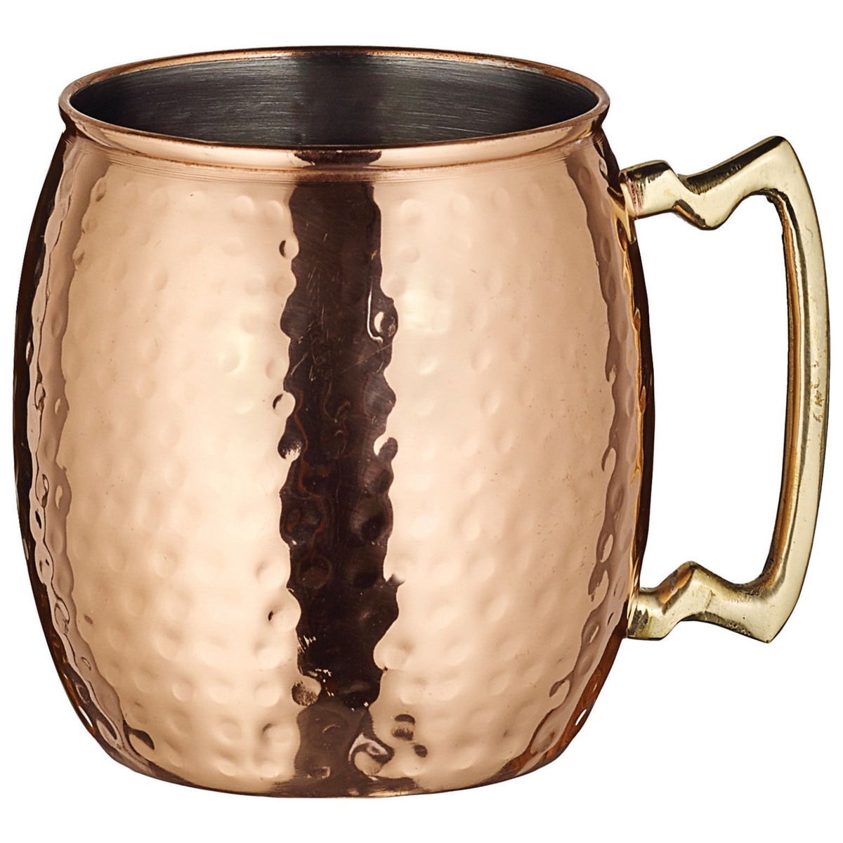 Winco CMM-20H 20 oz hammered copper-plated Moscow Mule mug with brass handle