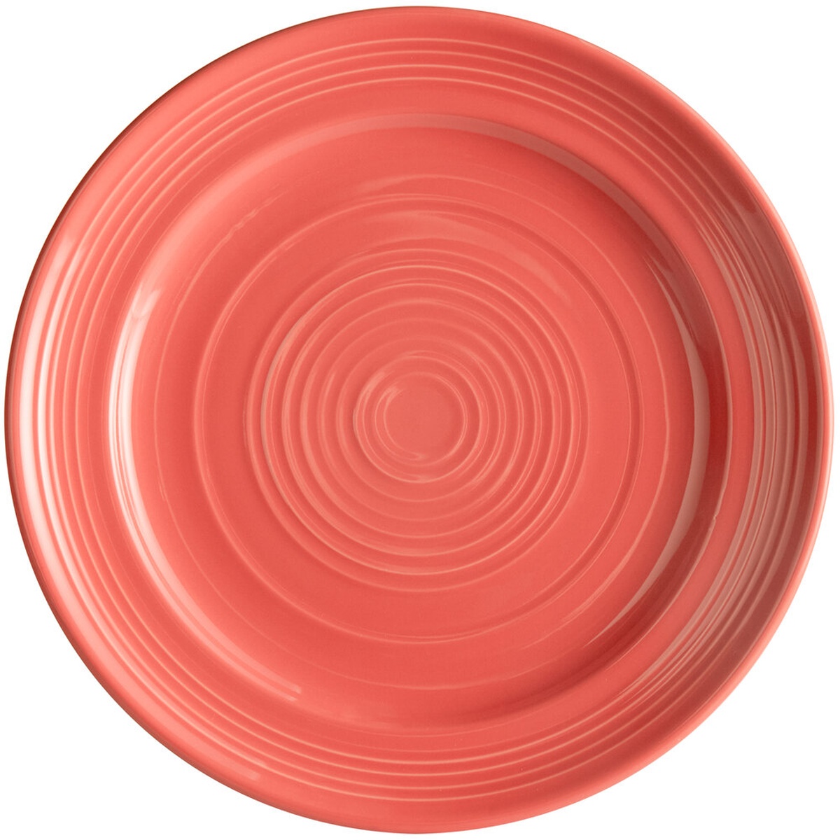 Tuxton Concentrix CNA-104 10.5-inch Cinnebar china plate top view showing concentric ridge design