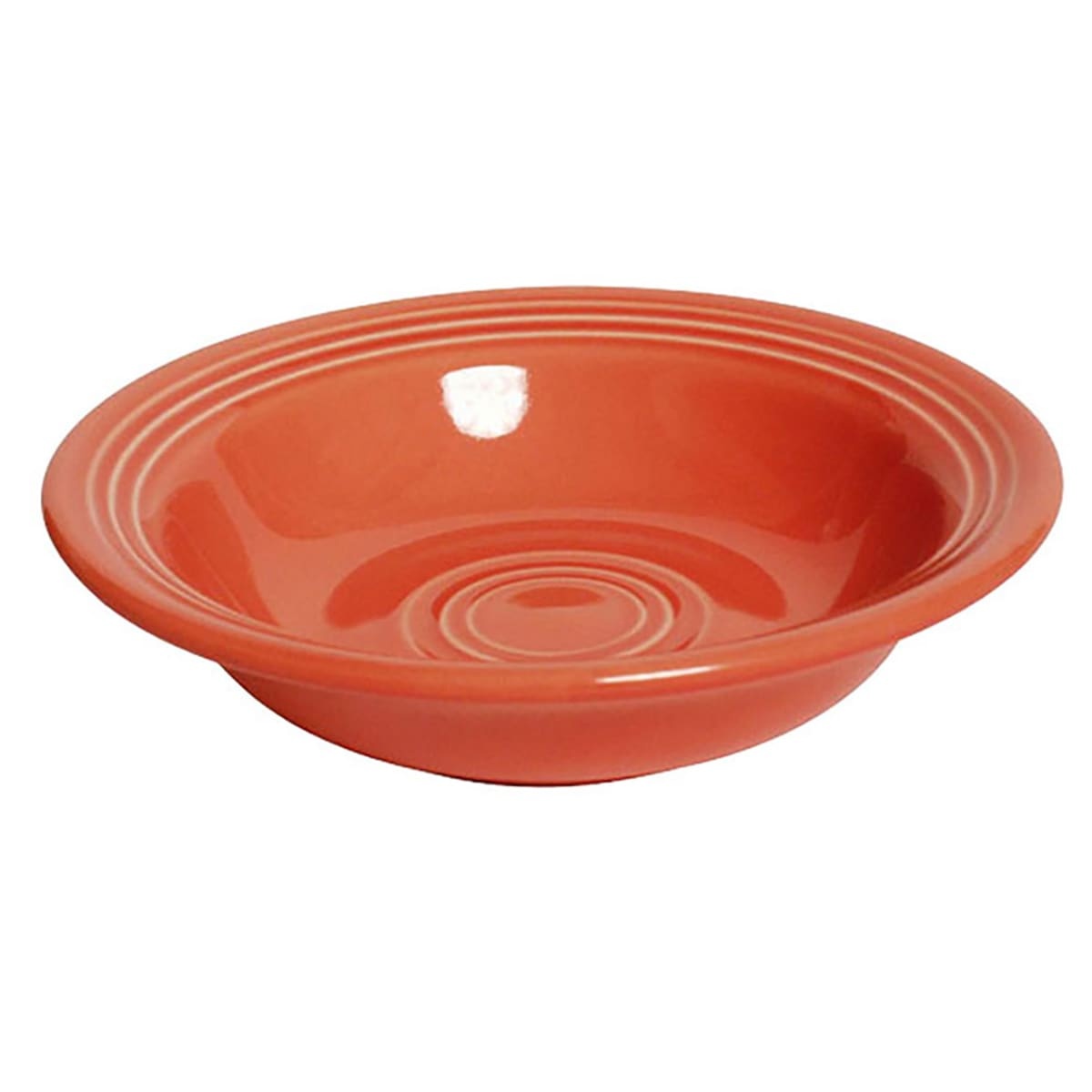 Tuxton Concentrix CND-052 4.5 oz round cinnabar red china fruit dish with concentric ridge detailing