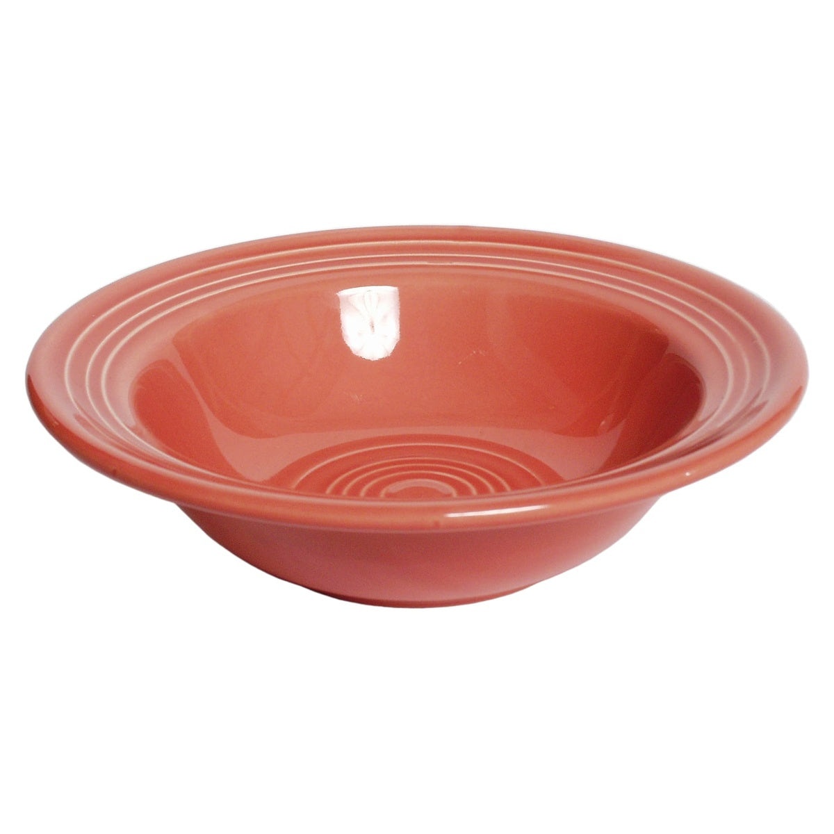 Tuxton CND-066 Cinnabar grapefruit bowl side profile showing glaze finish and shallow depth