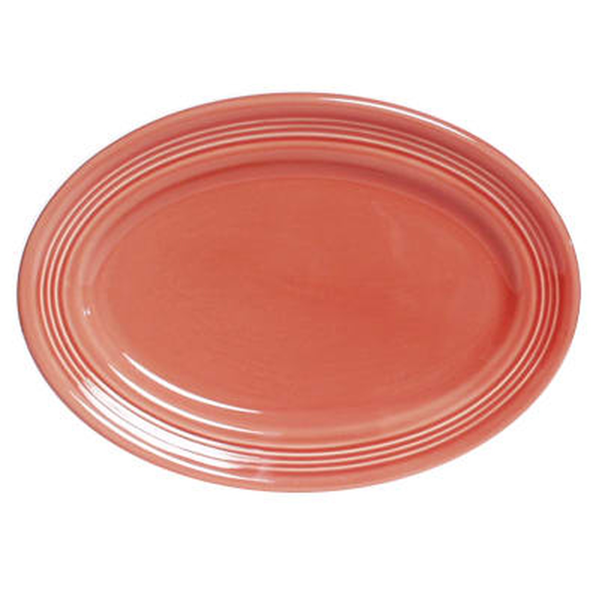 Tuxton Concentrix CNH-096 cinnebar oval china platter with concentric ridged rim