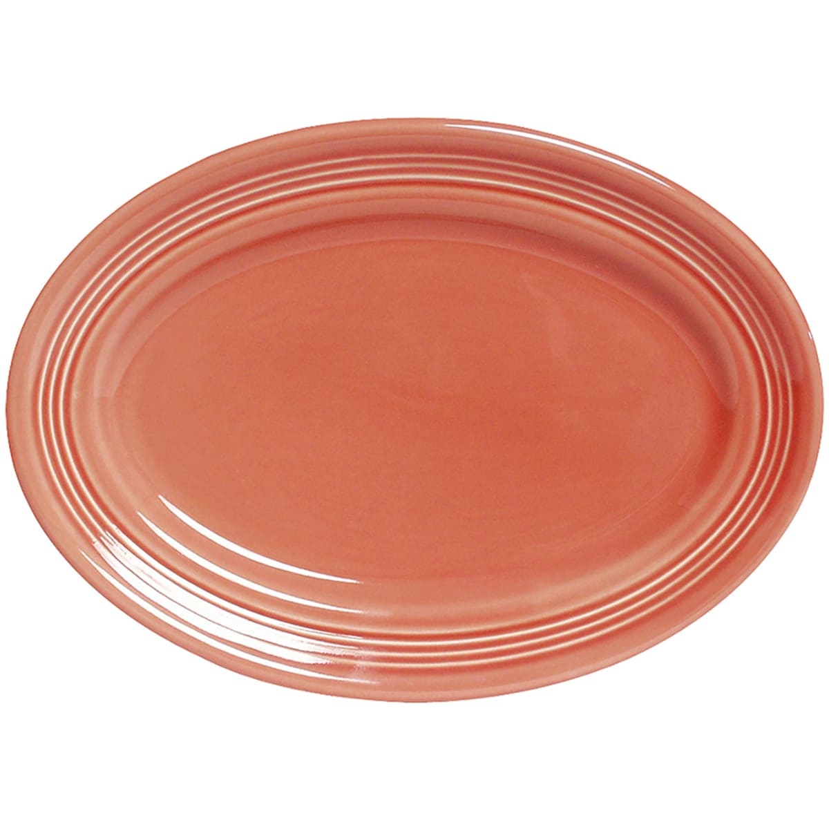 Tuxton Concentrix CNH-116 cinnebar oval china platter with wide concentric rim detail