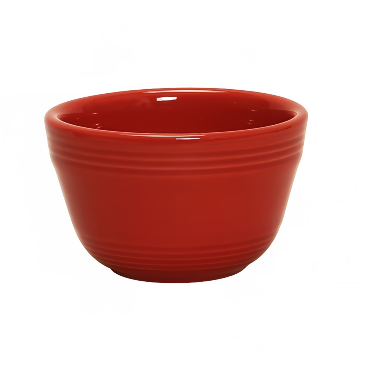 Tuxton CQB-0752 Concentrix 7.5 oz cayenne red china bouillon bowl with concentric ridged detail