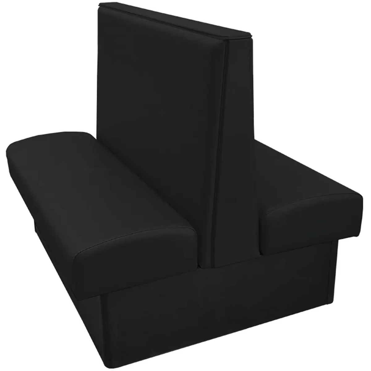 Oak Street CR-4842D Cornell Double Plain Back Booth in black vinyl, 48L x 42H, upholstered seat and back