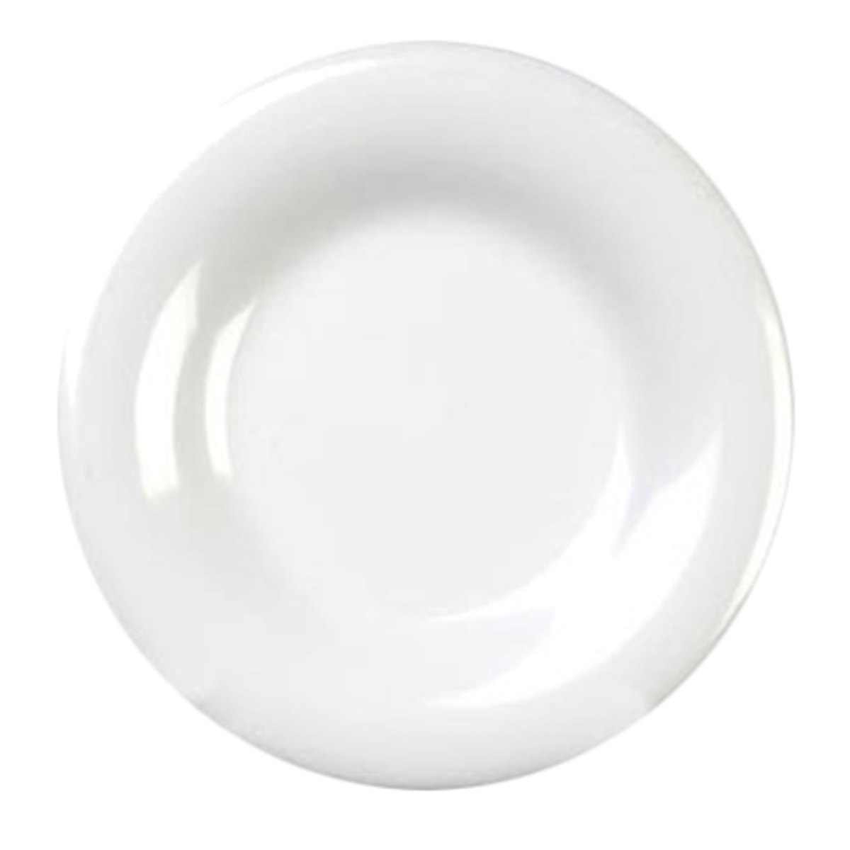 Thunder Group CR010W white wide rim round melamine plate top view showing wide rim profile