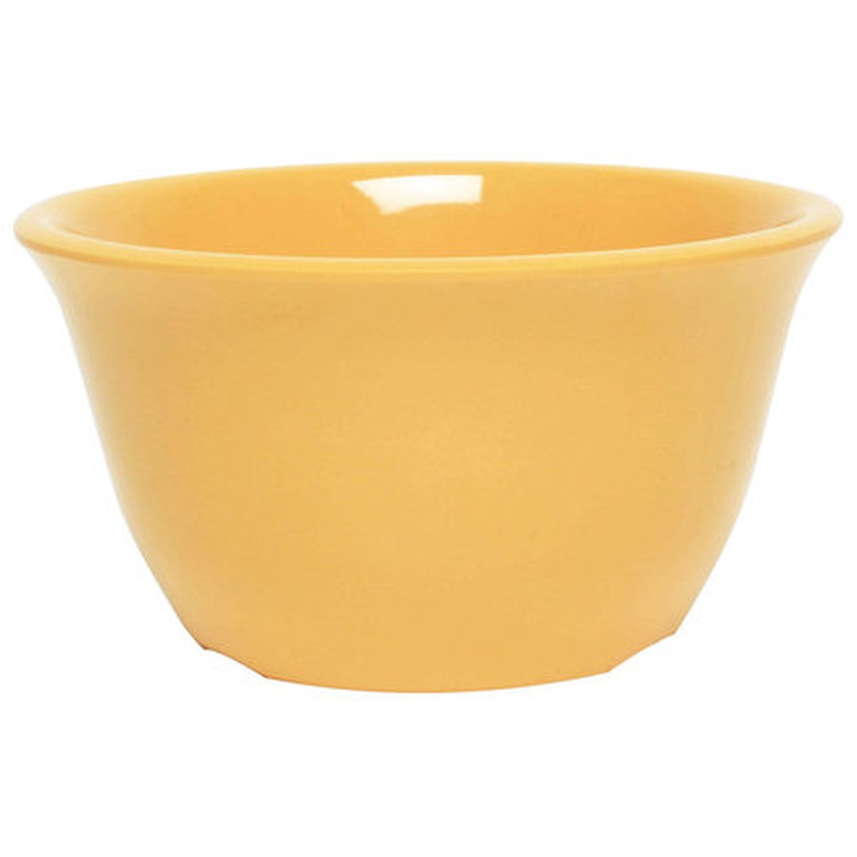 Thunder Group CR303YW 7 oz yellow melamine bouillon cup, tapered bowl shape on white background