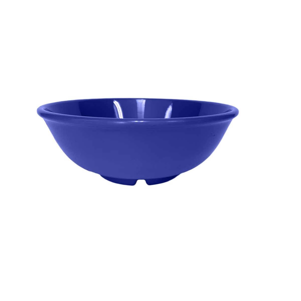 Thunder Group CR5807BU blue melamine salad bowl, front view showing smooth rim and footed base