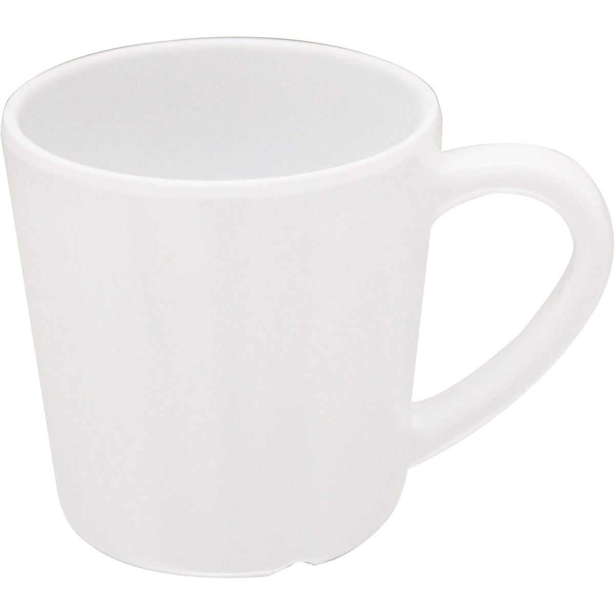 Thunder Group CR9018W white melamine mug, front angled view showing handle and tapered body