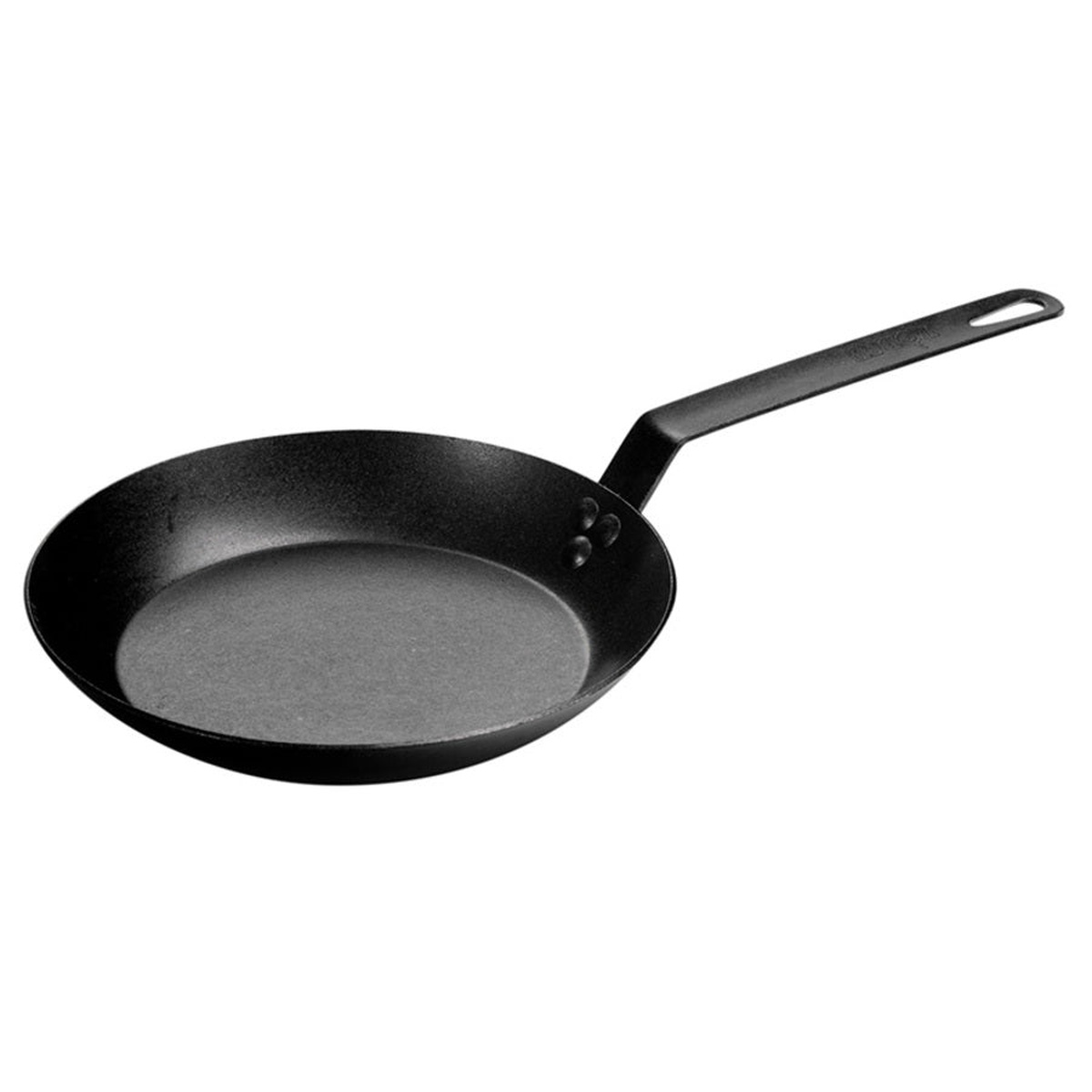 Lodge CRS12 12-inch carbon steel skillet angled view