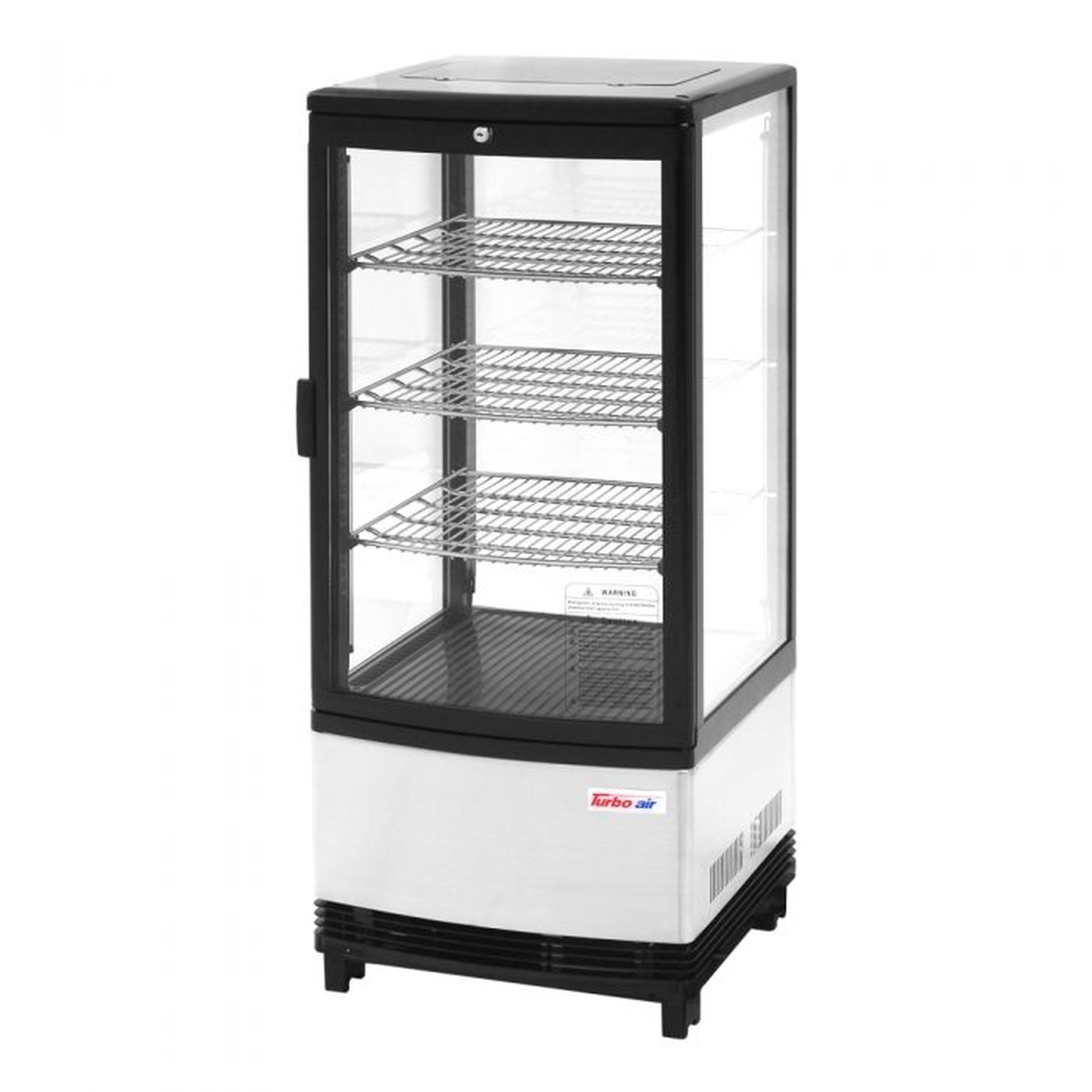 Interior view of Turbo Air CRT-77-1R-N with three stainless steel shelves