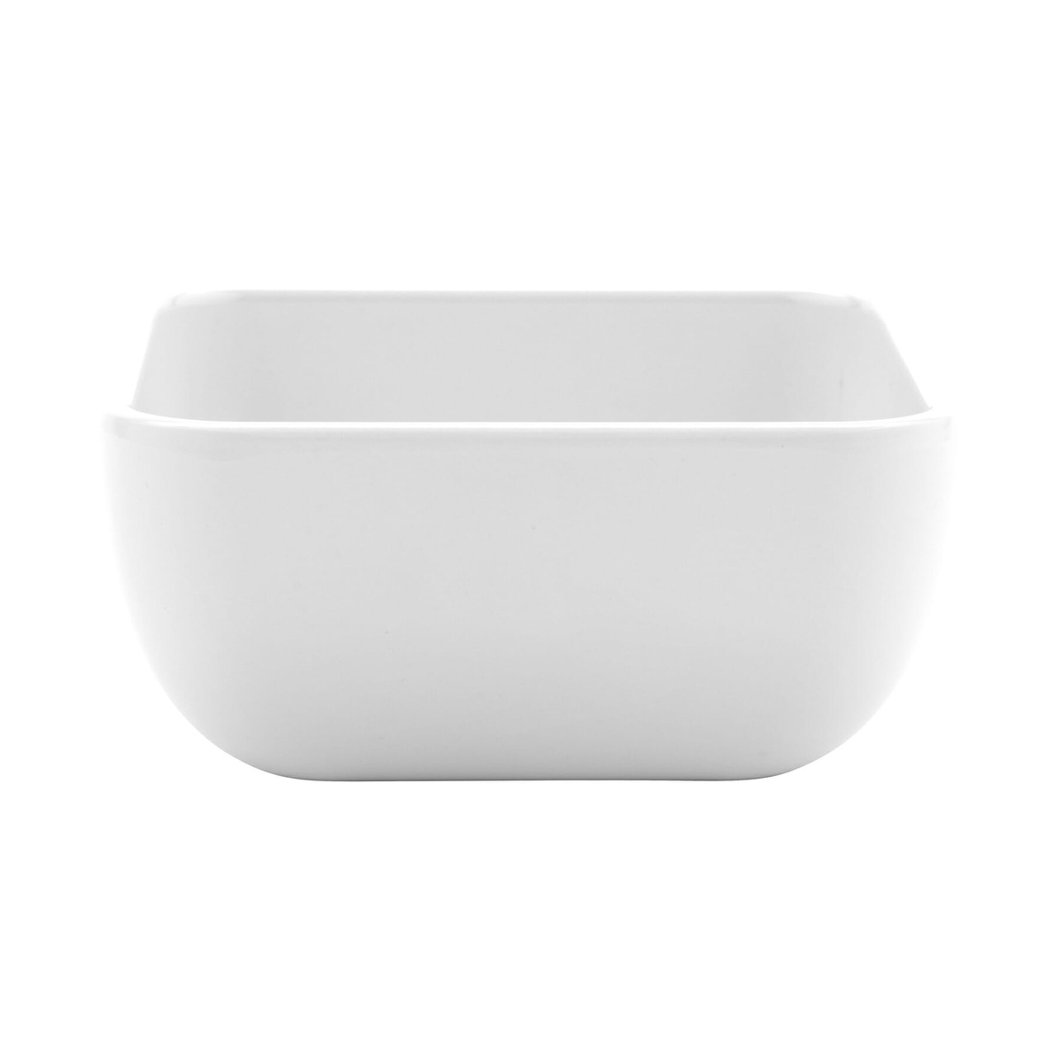 GET CS-4722-W white square melamine bowl, straight-on side profile view