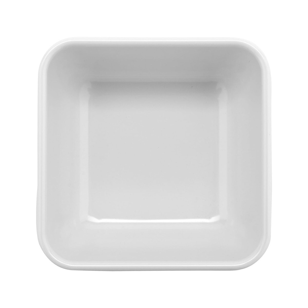 GET CS-4722-W white square melamine bowl, overhead top-down view showing interior