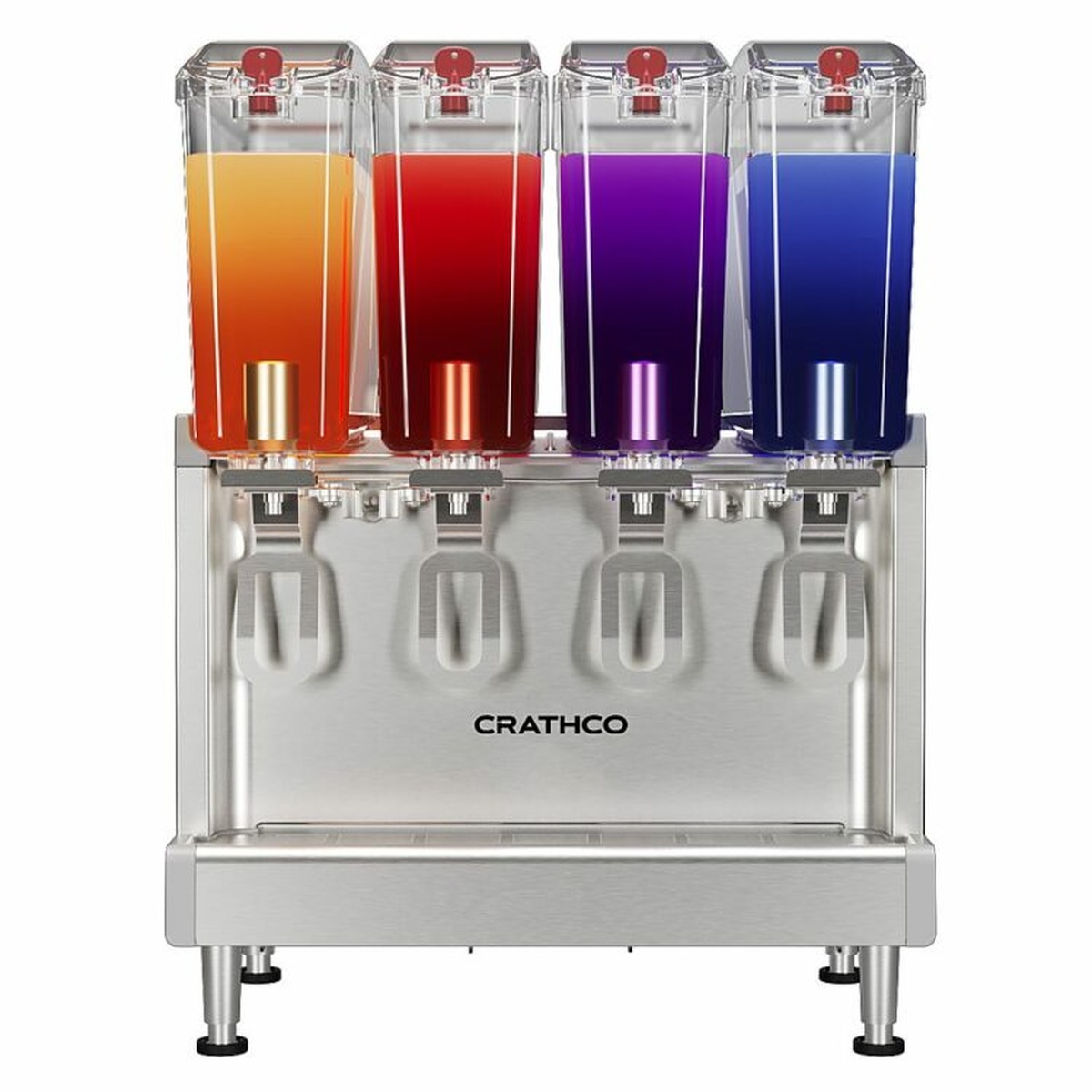 Crathco CS-4E-16-290 refrigerated mini-quad cold beverage dispenser with four clear bowls