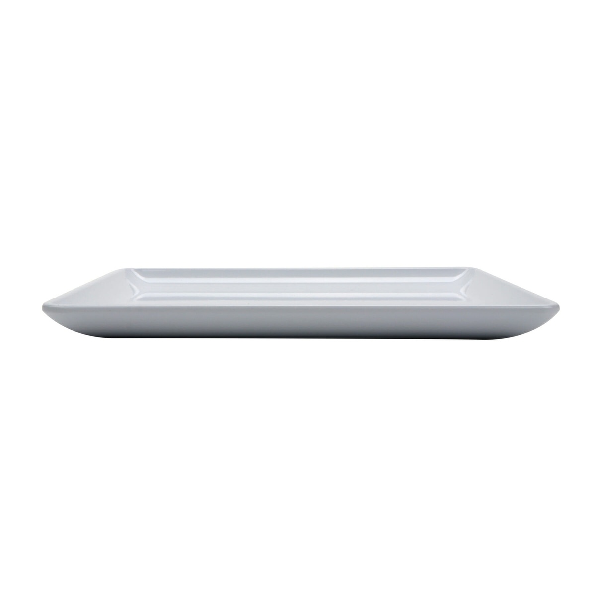 GET CS-950-W white square coupe melamine plate, side profile view showing low coupe edge