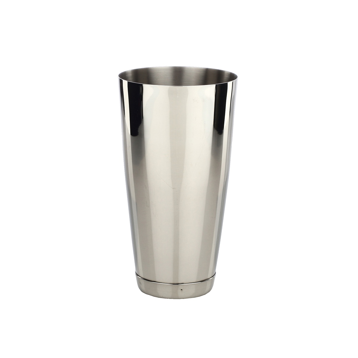 Libertyware CS28 28 oz polished stainless steel bar shaker with capped bottom, shown on white background