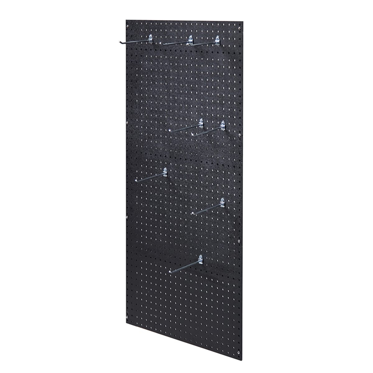 Cambro CSPEGKIT24110 matte black ABS plastic pegboard with stainless steel hooks installed