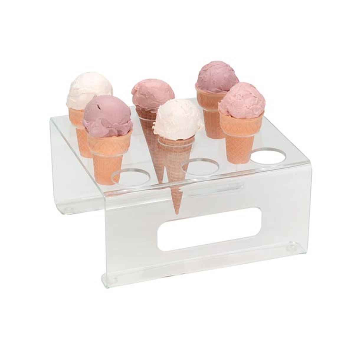 Dispense-Rite CTCS-9C clear acrylic countertop ice cream cone holder with nine holes displayed on a white background