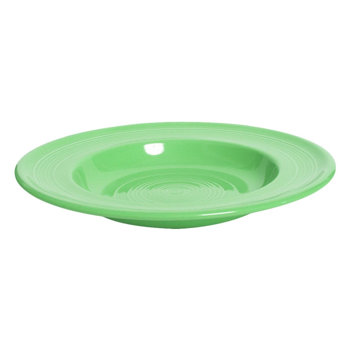 Tuxton CTD-120 Concentrix round pasta bowl in cilantro green, 12-inch diameter with concentric ring detail