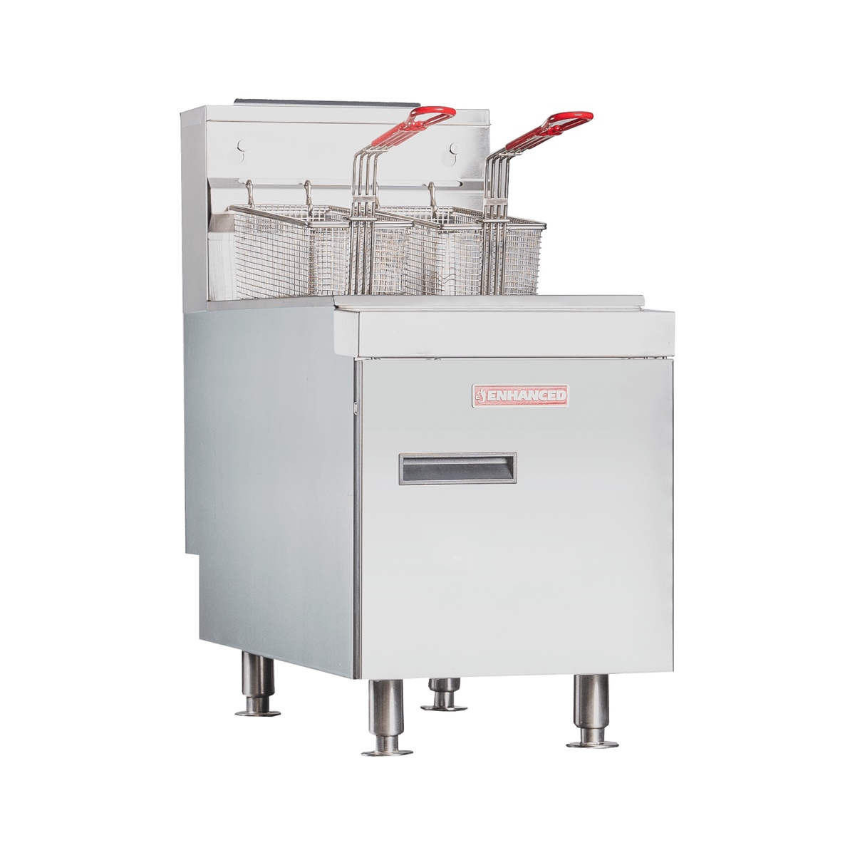 CTF-3-N Enhanced countertop gas fryer with dual stainless steel baskets and adjustable legs