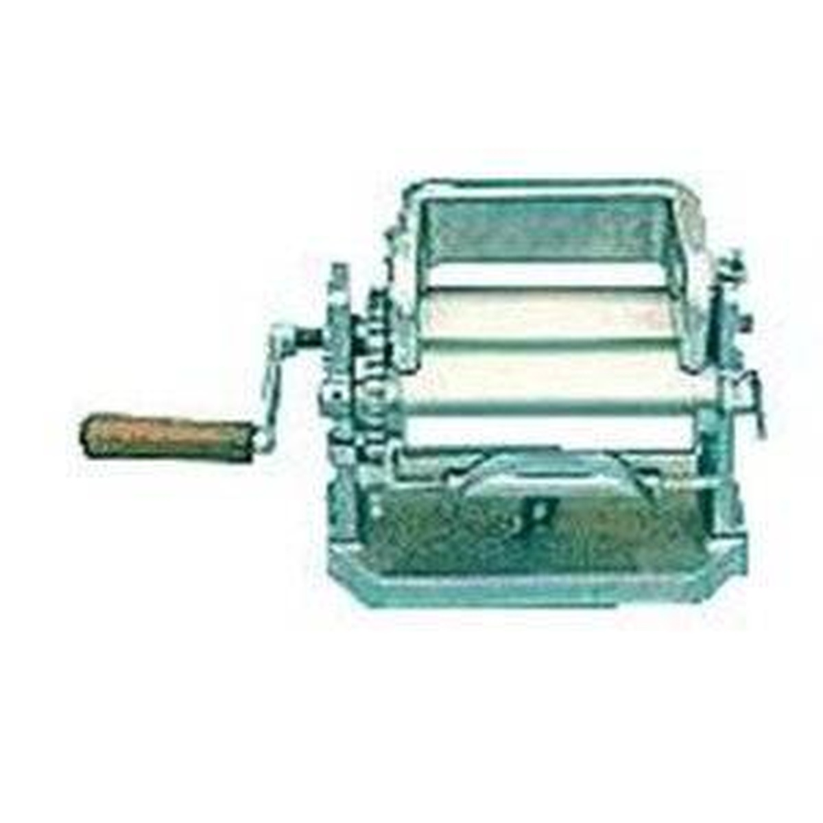 Rachand CTM2000 manual corn tortilla maker with wooden crank handle and metal roller construction
