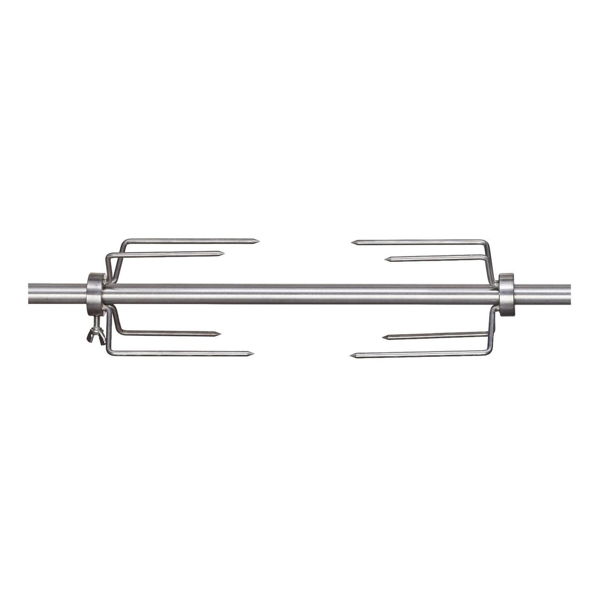 Crown Verity CV-FA-8 rotisserie fork set mounted on a rotisserie spit