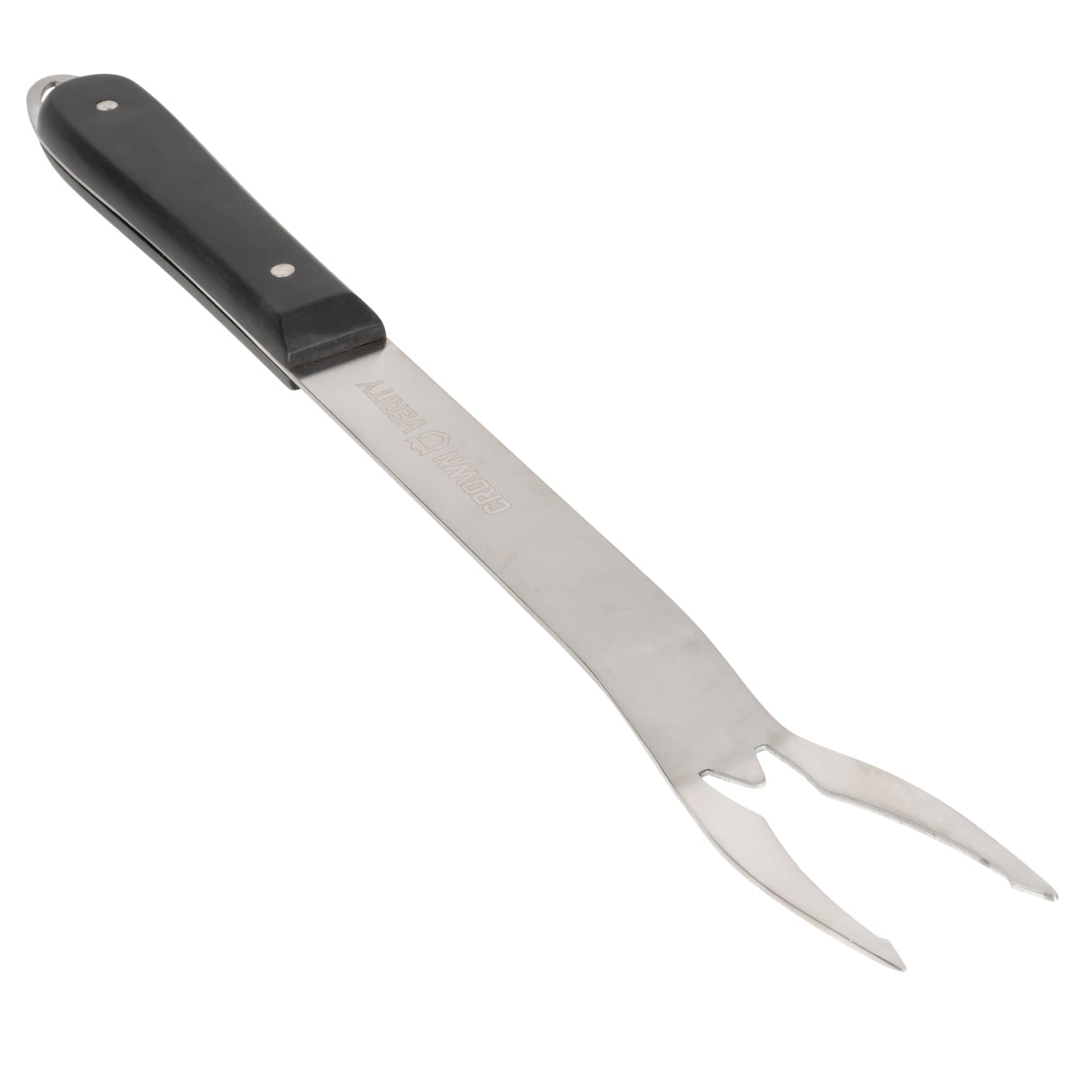 Crown Verity grilling fork with black riveted handle