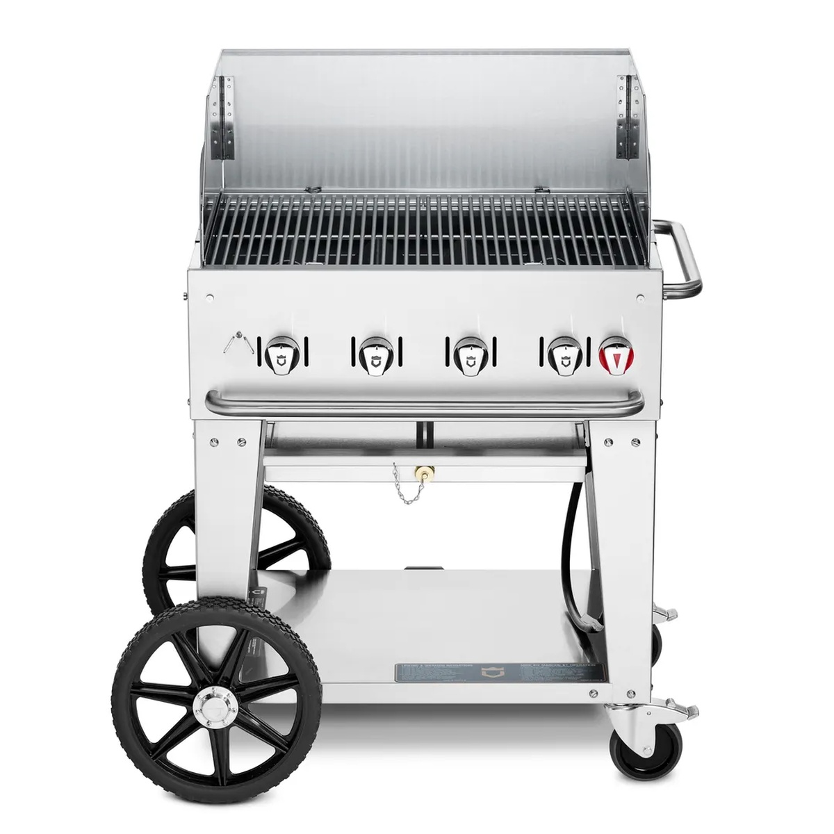 Crown Verity CV-MCB-30WGP-NG 30-inch mobile natural gas grill with wind guards and wheeled cart