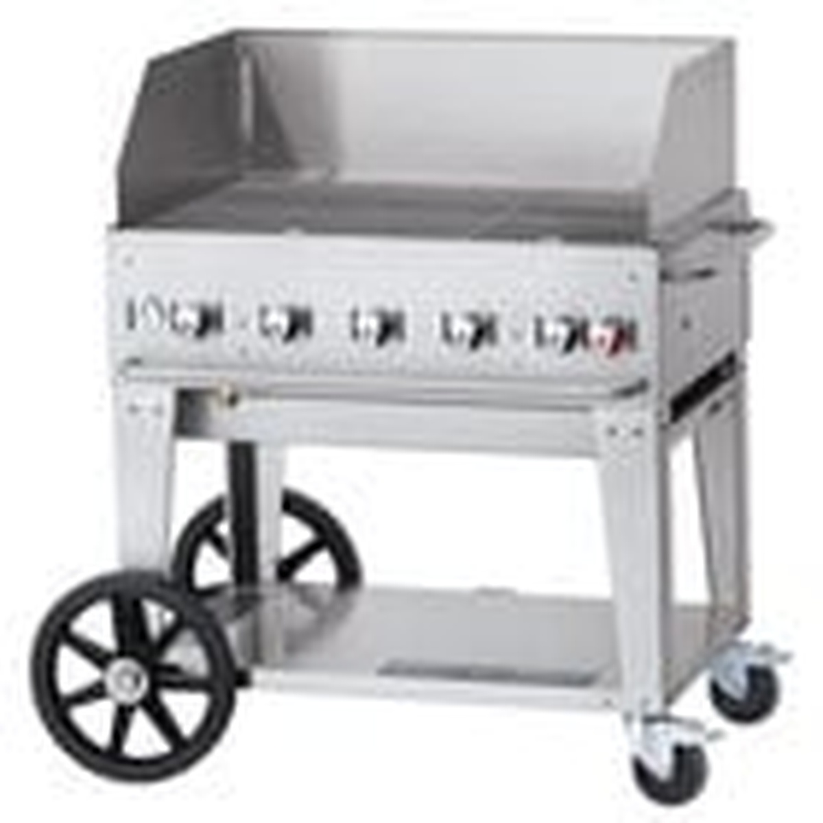 Crown Verity CV-MCB-36RDP mobile grill with roll dome opened