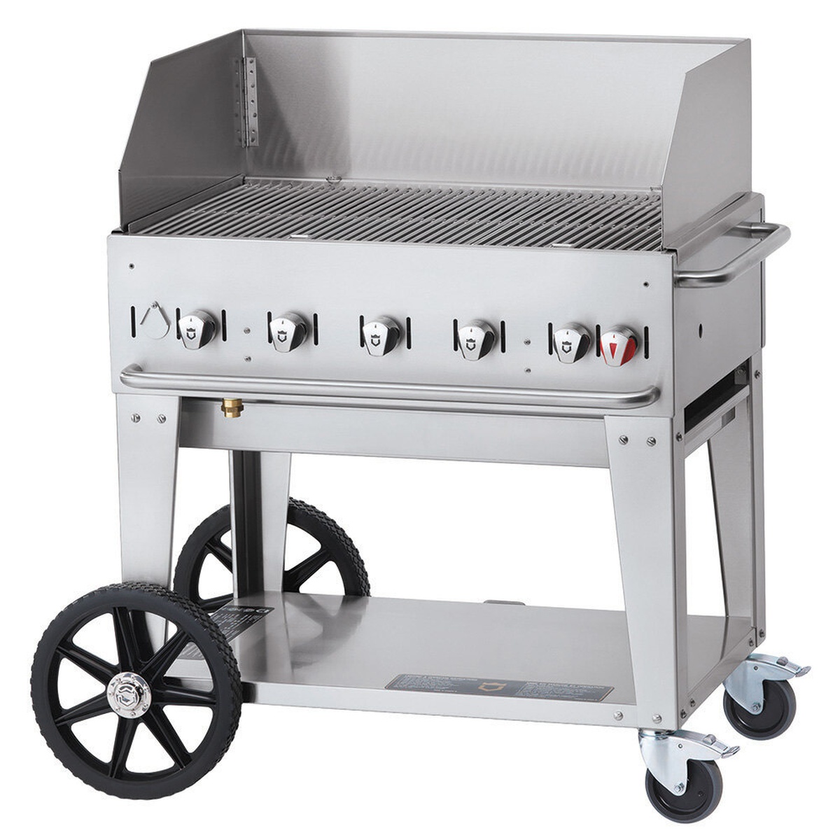 Crown Verity CV-MCB-36WGP-NG mobile outdoor grill with wind guard and wheeled cart