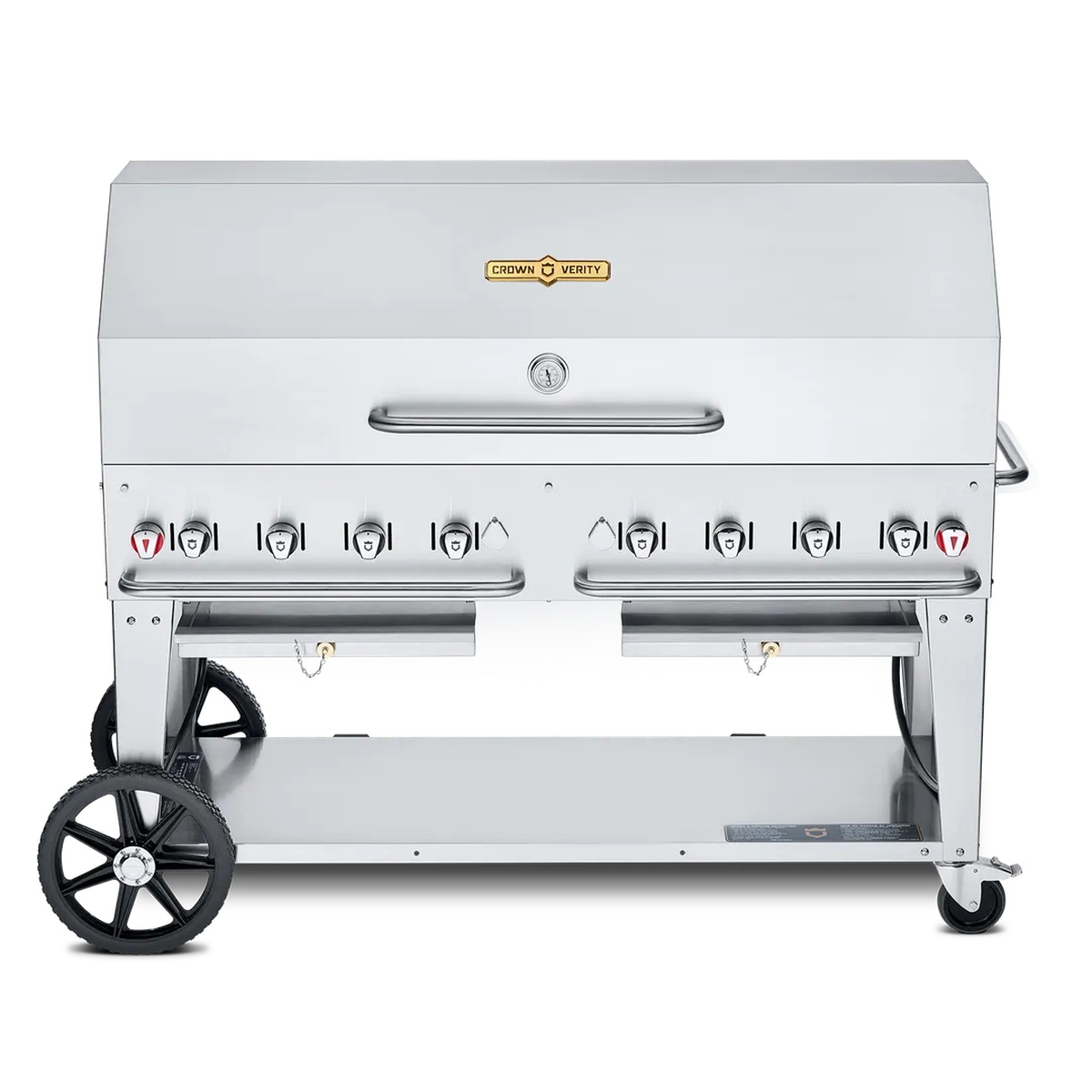 Crown Verity CV-MCB-60-1RDP-NG mobile stainless steel outdoor grill with roll dome