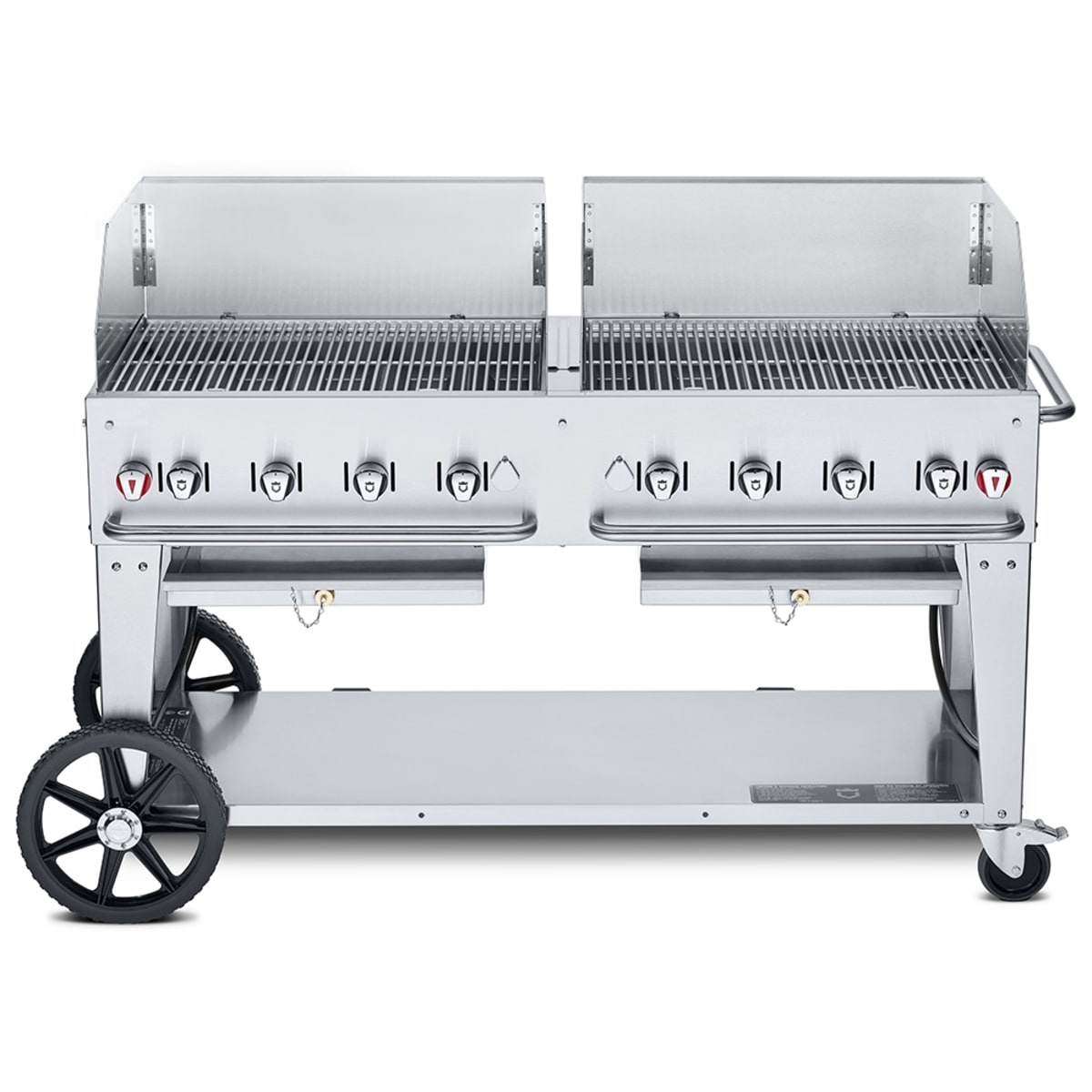 Crown Verity CV-MCB-60-SI50/100-WGP mobile stainless steel outdoor grill with wind guards