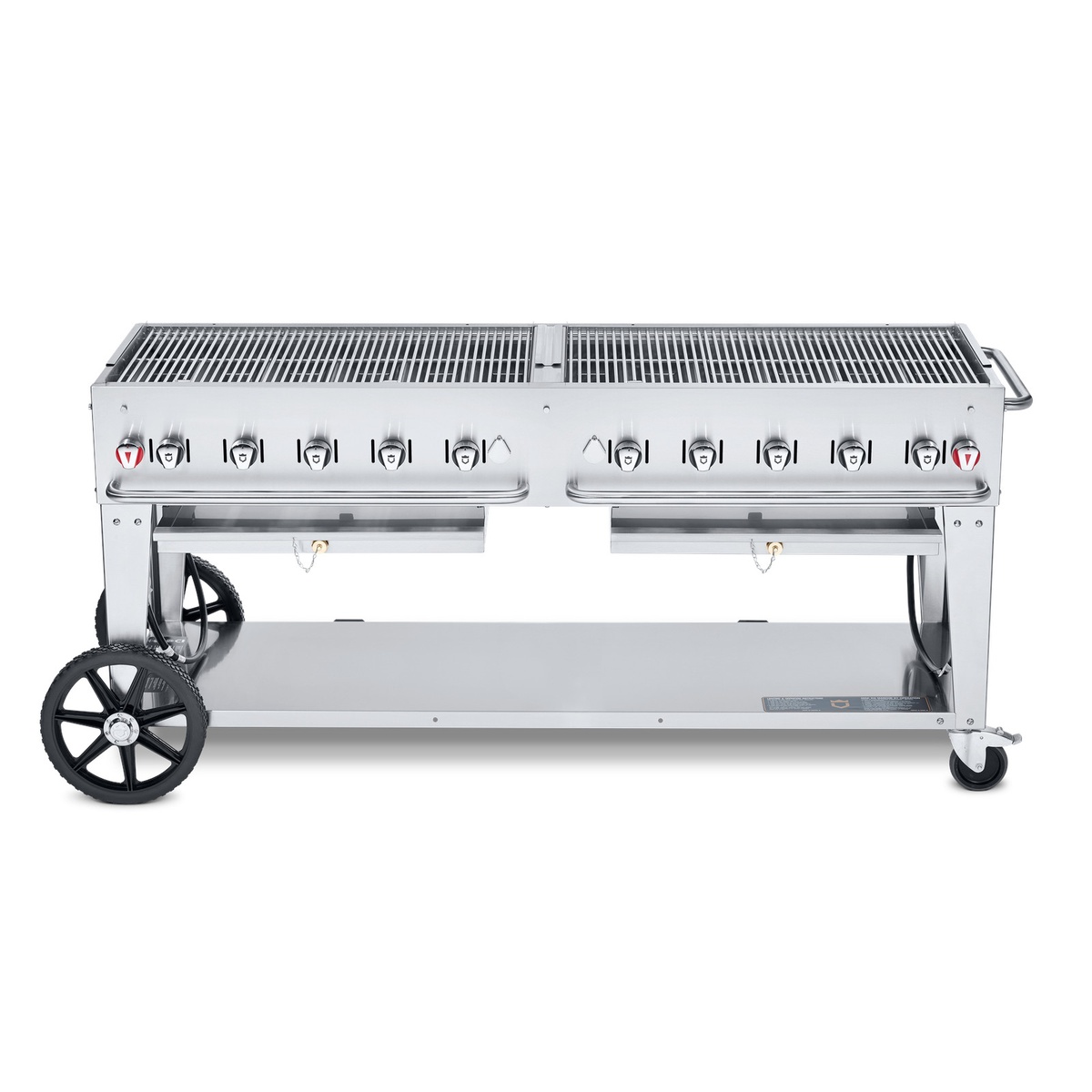 Crown Verity CV-MCB-72 mobile stainless steel charbroiler front view