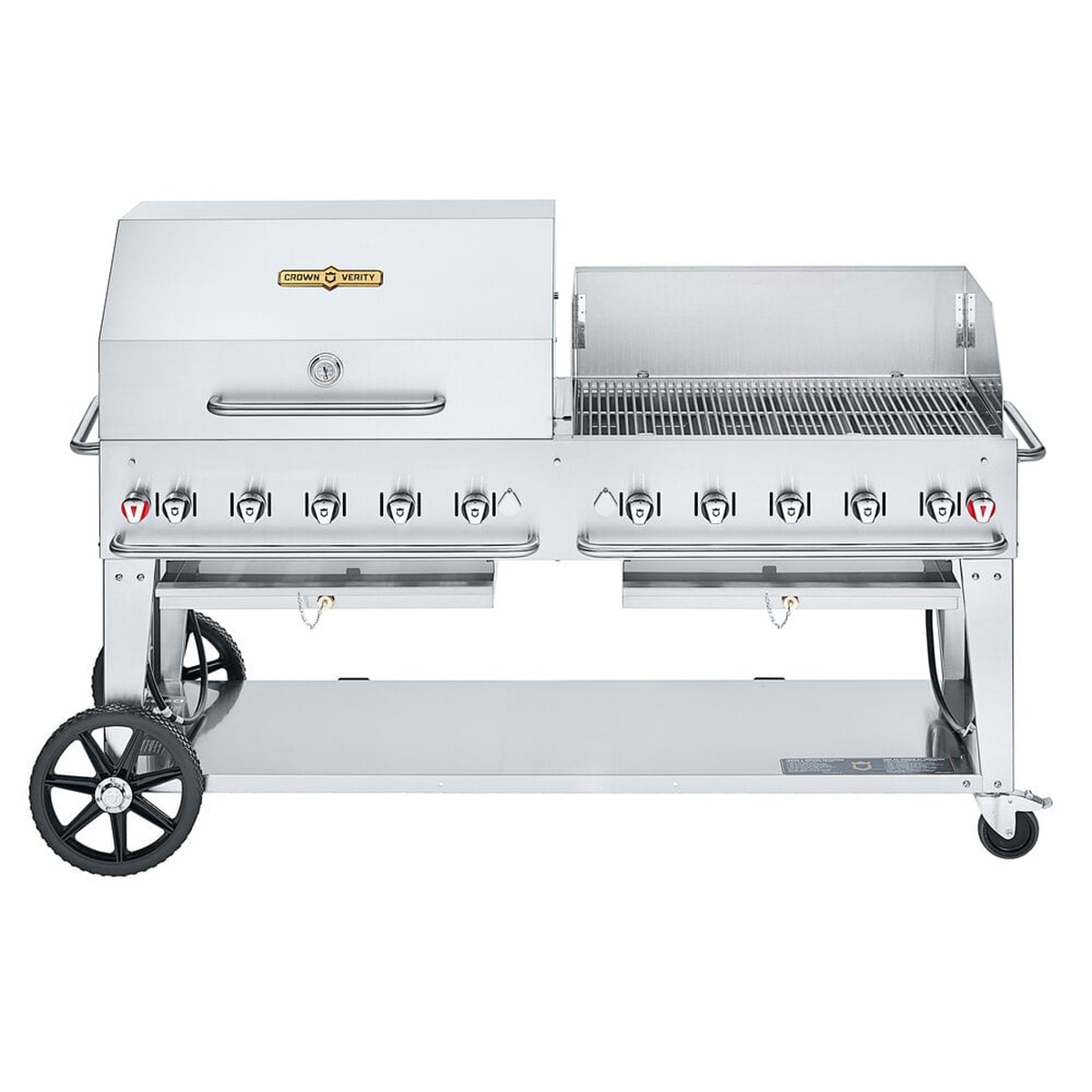 Crown Verity CV-MCB-72RWP-NG mobile outdoor grill with roll dome and wind guard