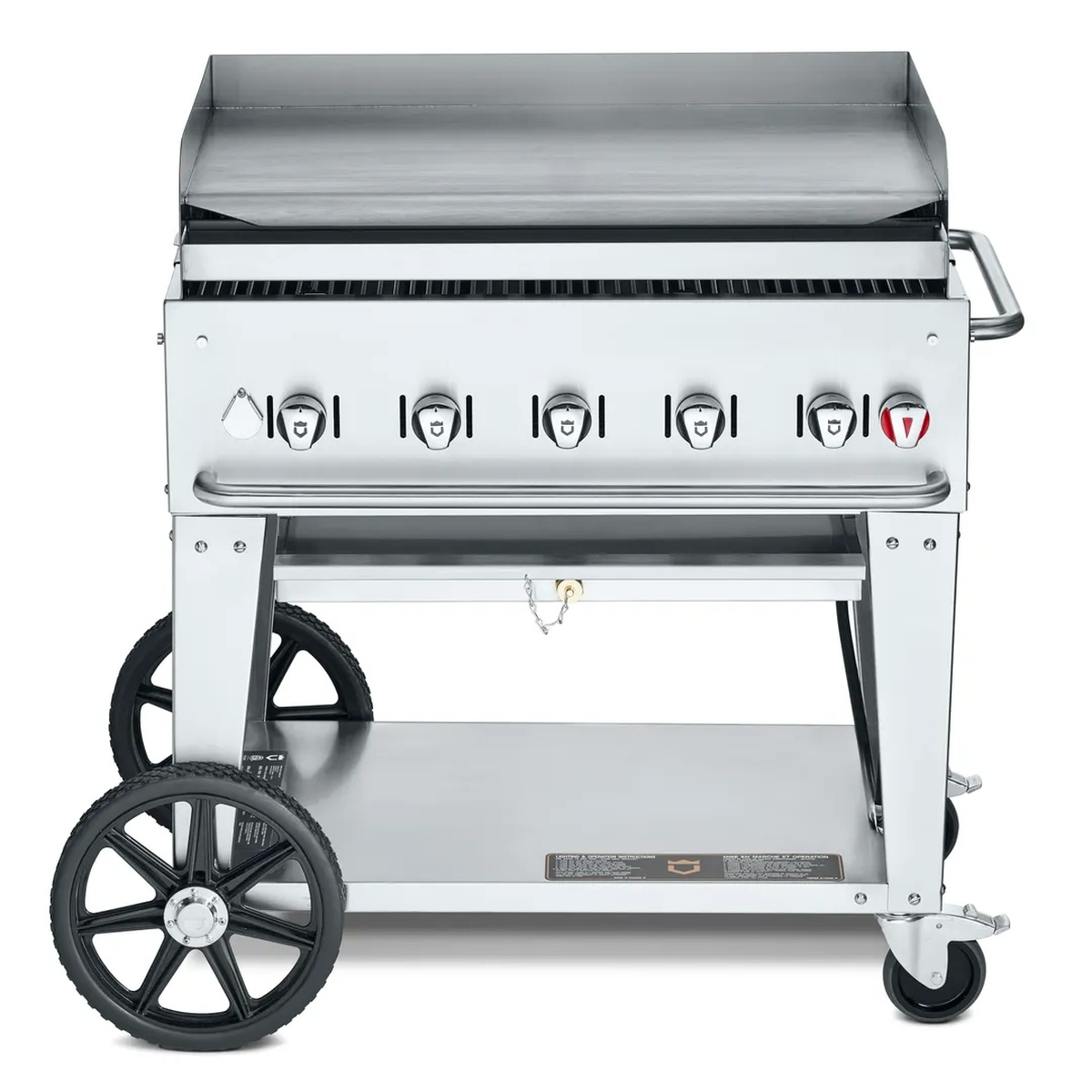 Crown Verity CV-MG-36NG 36 inch mobile natural gas outdoor griddle on cart